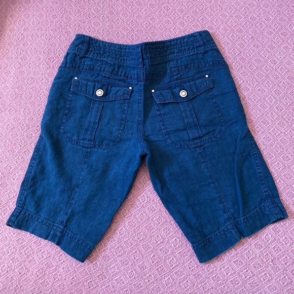 Beach Ink Linen Bermuda Shorts Rich Blue size 2 - Picture 5 of 6